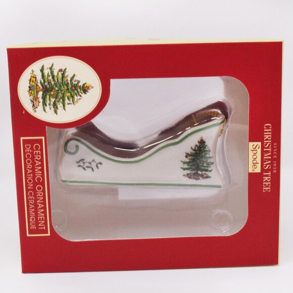 Spode Christmas Tree Sleigh Ornament New in Box Holiday Ceramic Xmas Classic - Picture 1 of 5